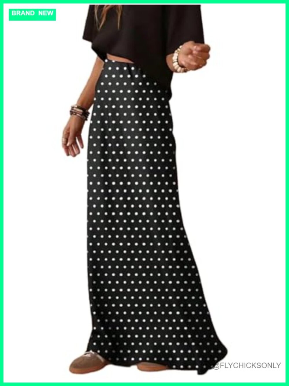 Women's Polka Dots Maxi Skirt A-Line Flowy High Waisted Long Skirt